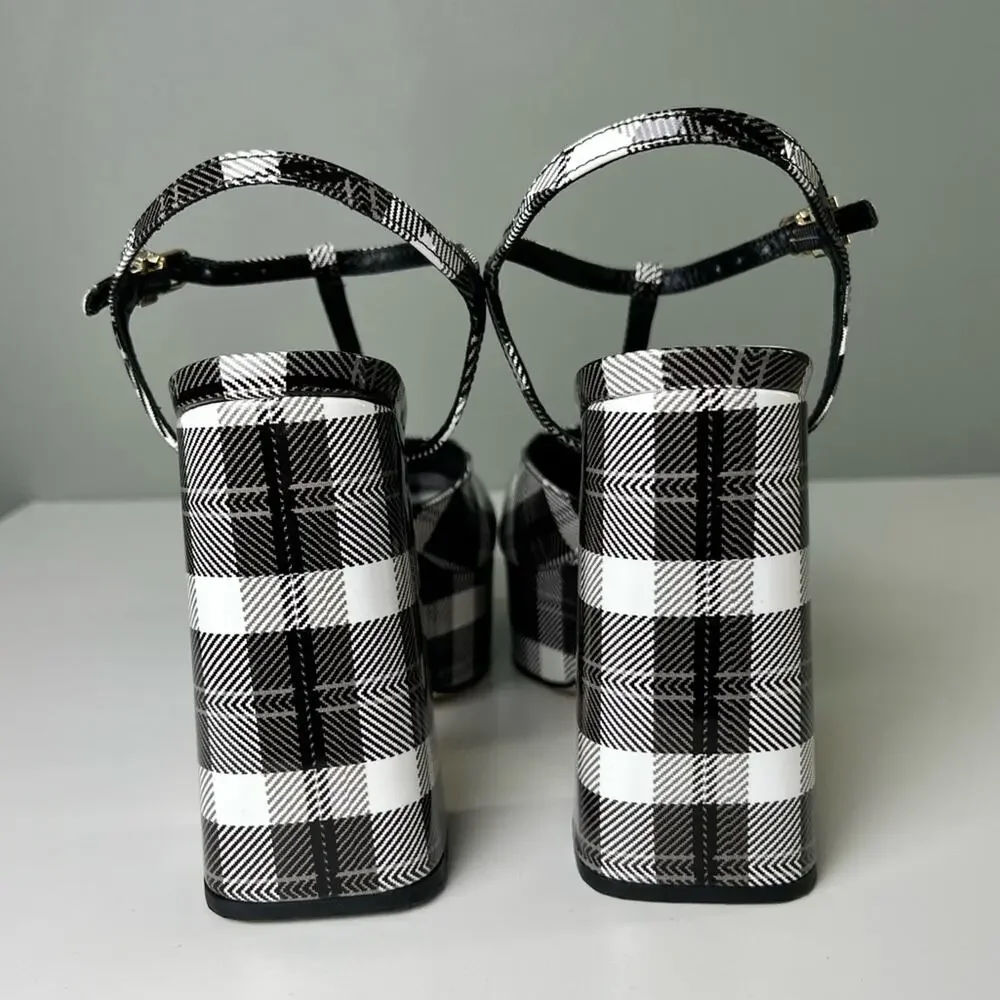 Larroude Pixie Plaid Pumps in Black Motif 7.5